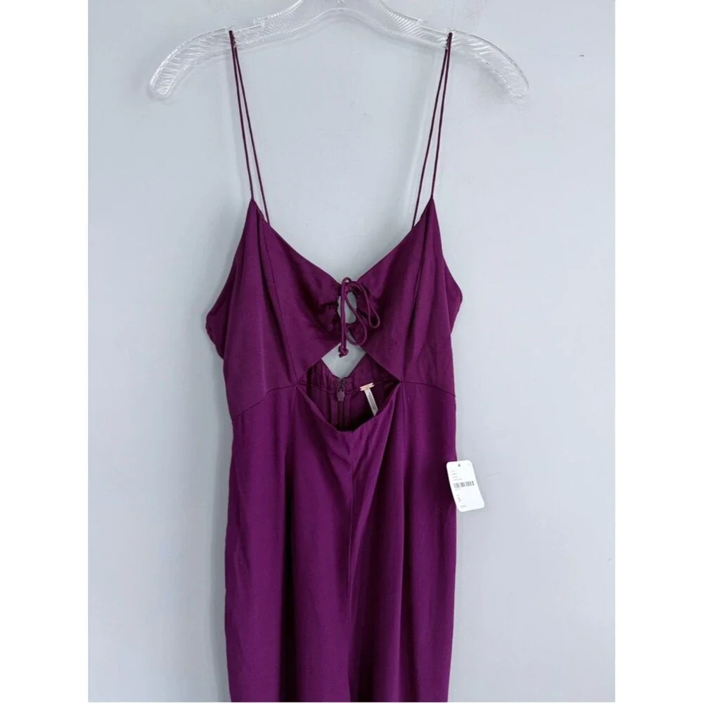 Free People Nolita Romper Small Plum Cutout Boho Festival Jumpsuit NWT Magenta S